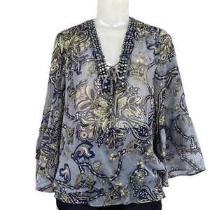 Kay Celine Women’s Paisley Chiffon Sheer Top Size M